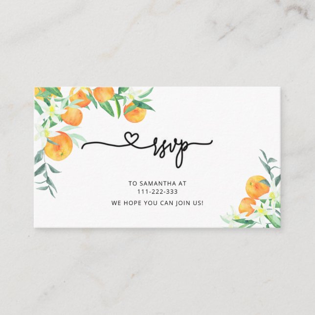 Tarjeta De Recepción RSVP pequeño (Anverso)