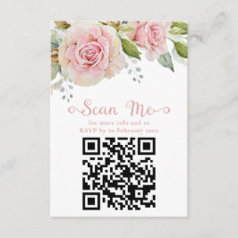 Tarjeta De Recepción RSVP QR Bodas Floral Rosa