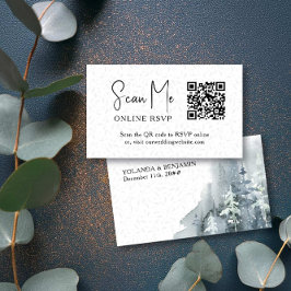 Tarjeta De Recepción RSVP QR Código Nieve Boda de Invierno Forestal