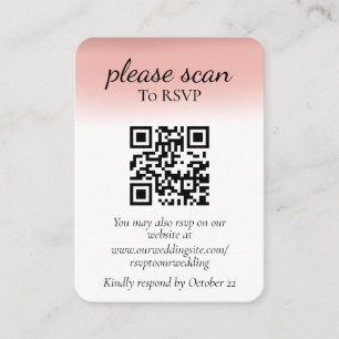 Tarjeta De Recepción RSVP rosa polvoriento moderno con código QR