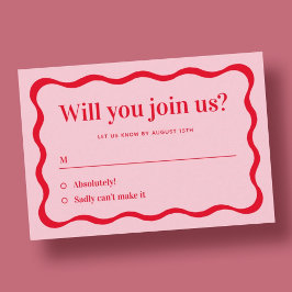Tarjeta De Recepción RSVP rosa y rojo retro te unirás a nosotros