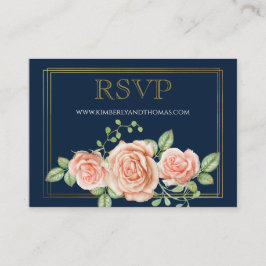 Tarjeta De Recepción RSVP Rosas en línea acuarela Boda Floral Enclos