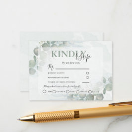 Tarjeta De Recepción RSVP Rustic Eucalyptus Sage Green Boda