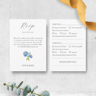 Tarjeta De Recepción RSVP Selección de Comida Hidrangea 2 Boda Invitada