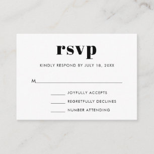 Tarjeta De Recepción RSVP simple negrita de boda de serie