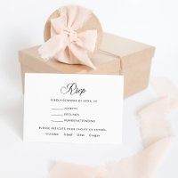 RSVP simple y elegante | Comida en blanco y negro