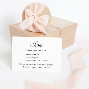 Tarjeta De Recepción RSVP simple y elegante   Comida en blanco y negro