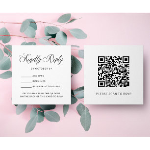 Tarjeta De Recepción RSVP simple y elegante con código QR Boda presup