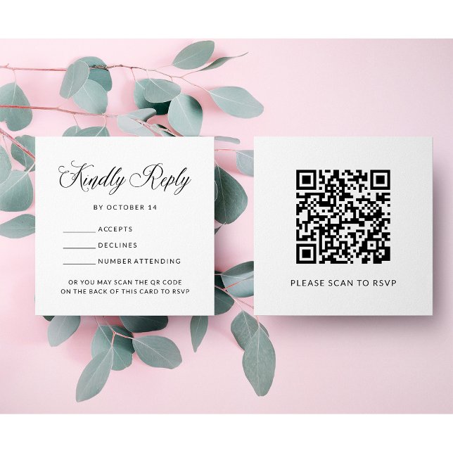 Tarjeta De Recepción RSVP simple y elegante con código QR | Boda presup (Subido por el creador)