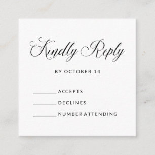 Tarjeta De Recepción RSVP simple y elegante Presupuesto en blanco y n