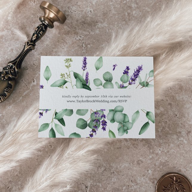 Tarjeta De Recepción RSVP, sitio web del Boda de Lavanda y Eucalipto (Subido por el creador)