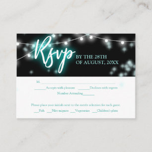Tarjeta De Recepción RSVP Tema Turquesa Neon para Bat Mitzvah