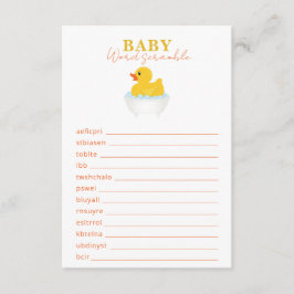 Tarjeta De Recepción Rubber Duck Baby Shower Word Scramble Game - Yello