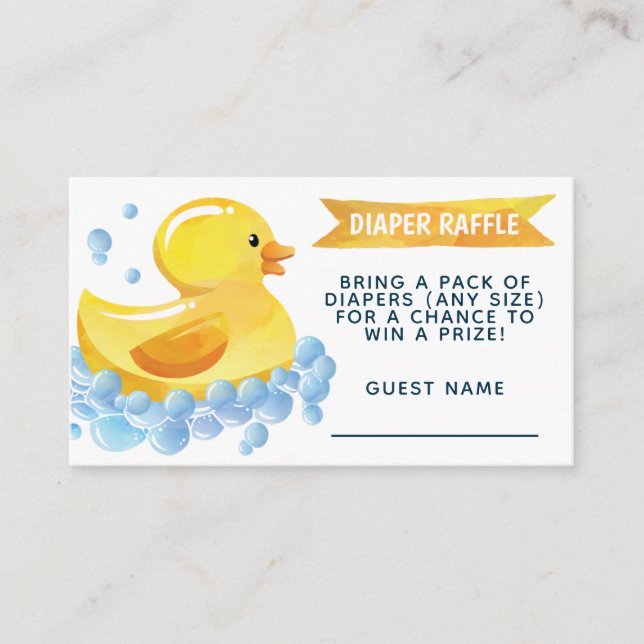 Tarjeta De Recepción Rubber Duck Diaper Raffle (Anverso)