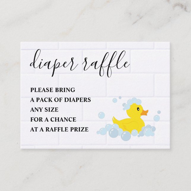 Tarjeta De Recepción Rubber Duck Diaper Raffle (Anverso)