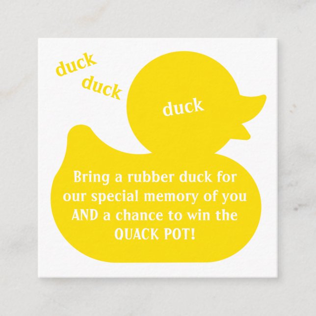 Tarjeta De Recepción Rubber Duck Diaper Raffle (Anverso)
