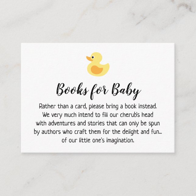Tarjeta De Recepción Rubber Duck Simple Solicitud de libro Insertar tar (Anverso)