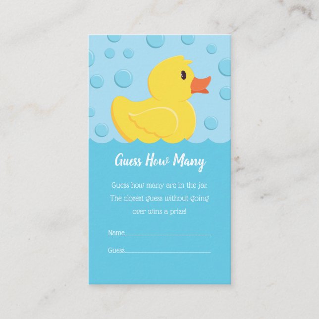 Tarjeta De Recepción Rubber Ducky adivina cuántos juegos de Baby Shower (Anverso)