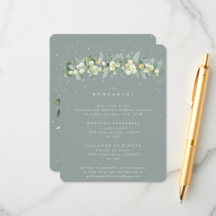 Tarjeta De Recepción Rubiaco de mar+Nieve+Eucalipto Ensayo de Boda