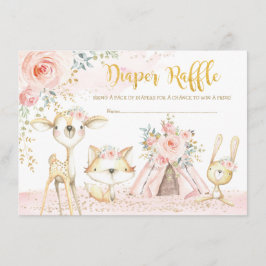 Tarjeta De Recepción Rubor Boho Tribal Woodland Animals Diaper Raffle