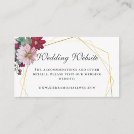 Tarjeta De Recepción Rubor Burgundy Floral Gold White Boda