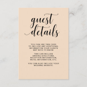 Tarjeta De Recepción Rubor Cascade   Detalles del invitado del Boda