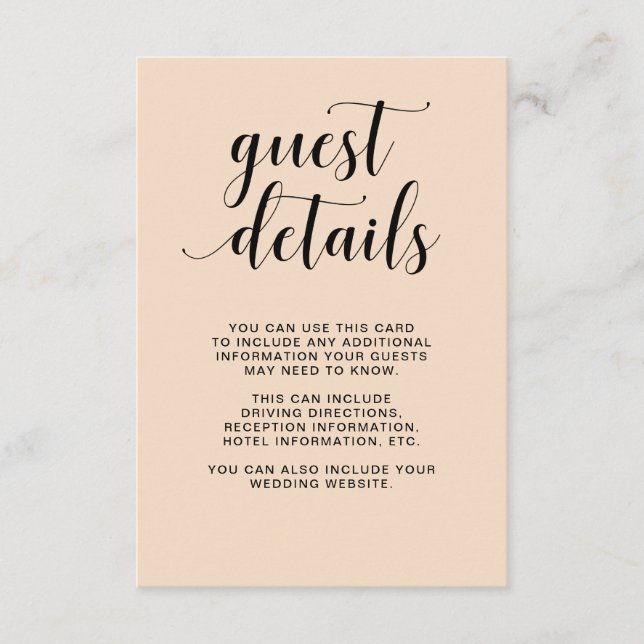 Tarjeta De Recepción Rubor Cascade | Detalles del invitado del Boda (Anverso)