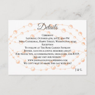 Tarjeta De Recepción Rubor de marfil moderno Boda neutral de Pearl romá
