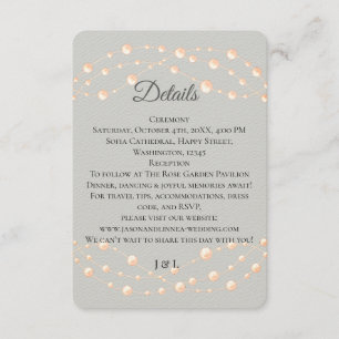 Tarjeta De Recepción Rubor de marfil moderno Boda neutral de Pearl romá