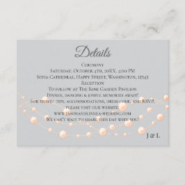 Tarjeta De Recepción Rubor de marfil moderno Boda neutral de Pearl romá