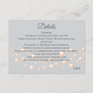 Tarjeta De Recepción Rubor de marfil moderno Boda neutral de Pearl romá