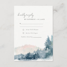 TARJETA DE RECEPCIÓN RUBOR DUSKY BLUE MOUNTAINTAINS PINE WEDDING RSVP