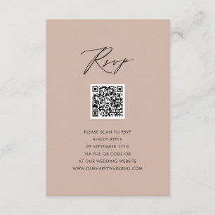 Tarjeta De Recepción Rubor Elegant Script Simple QR Wedding RSVP