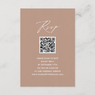 Tarjeta De Recepción Rubor Elegant Script Simple QR Wedding RSVP