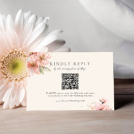 Tarjeta De Recepción Rubor Floral Elegante Script Wedding RSVP