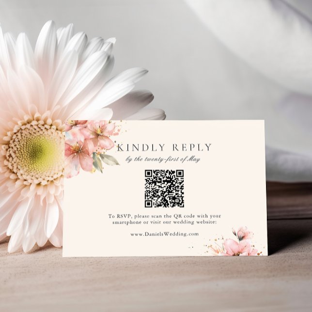 Tarjeta De Recepción Rubor Floral Elegante Script Wedding RSVP (Subido por el creador)