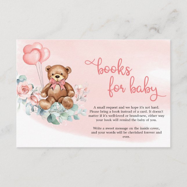 Tarjeta De Recepción Rubor Floral Eucalyptus Wreath Teddy Bear Baby (Anverso)