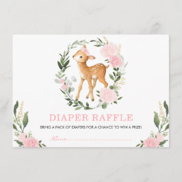Tarjeta De Recepción Rubor Floral Greenery Woodland Deer Diaper Raffle