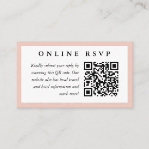 Tarjeta De Recepción Rubor Frame Online Wedding RSVP con código QR
