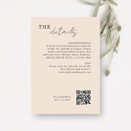 Tarjeta De Recepción Rubor Peach | Código QR Boda mínimo de moda