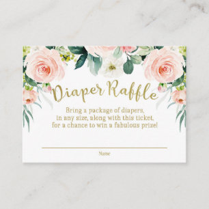 Tarjeta De Recepción Rubor Pink and gold Baby Shower Diaper Raffle