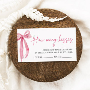 Tarjeta De Recepción Rubor Pink Bow Adivina cuántos besos de juego