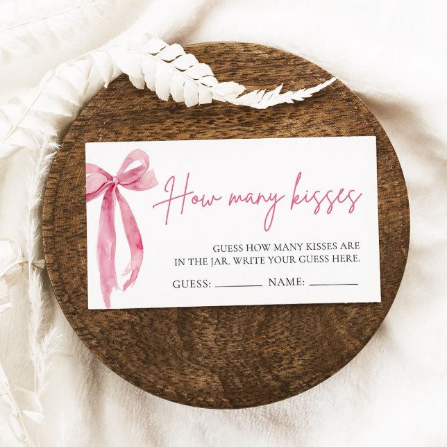 Tarjeta De Recepción Rubor Pink Bow Adivina cuántos besos de juego (Subido por el creador)