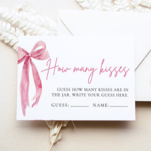 Tarjeta De Recepción Rubor Pink Bow Adivina cuántos besos de juego