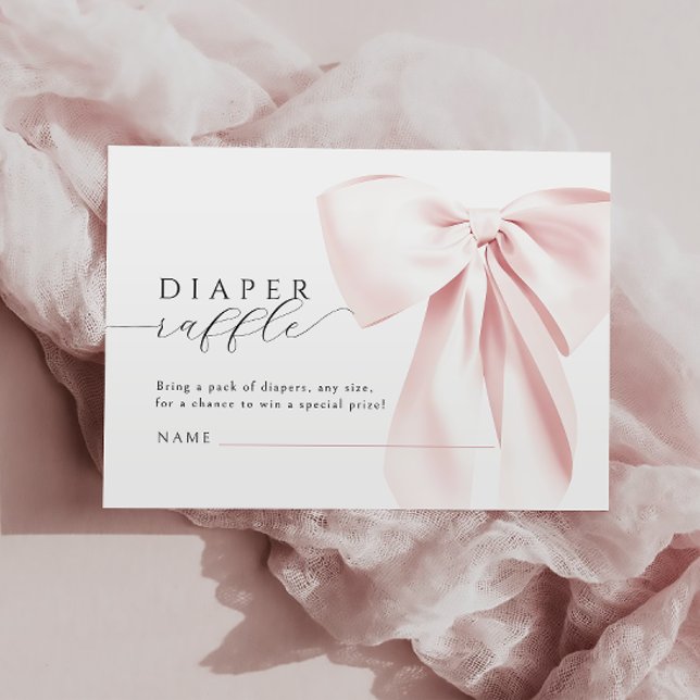 Tarjeta De Recepción Rubor Pink Bow Baby Shower Diaper Raffle (Subido por el creador)