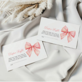 Tarjeta De Recepción Rubor Pink Bow Diaper Raffle