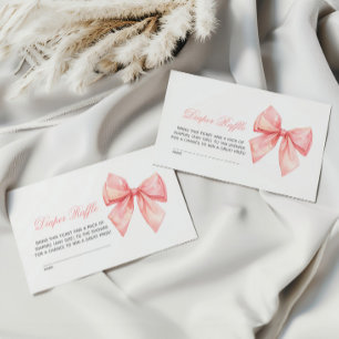 Tarjeta De Recepción Rubor Pink Bow Diaper Raffle