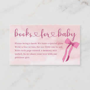 Tarjeta De Recepción Rubor Pink Bow Libros Baby Shower Para Bebés