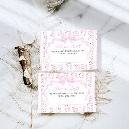 Tarjeta De Recepción Rubor Pink Bows Floral Elegante Baby Shower Diaper