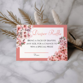 Tarjeta De Recepción Rubor Pink Cherry Blossom Elegant Diaper Raffle